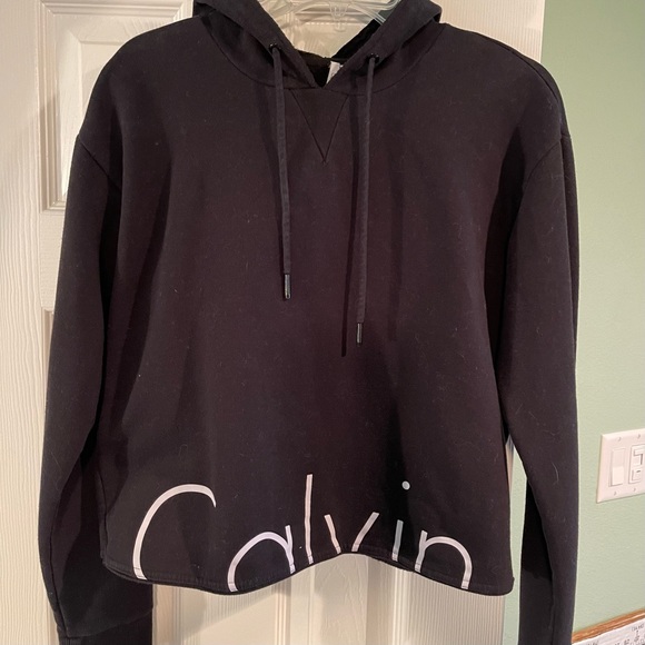 Calvin Klein cropped sweatshirt hoodie black medium - Picture 4 of 4